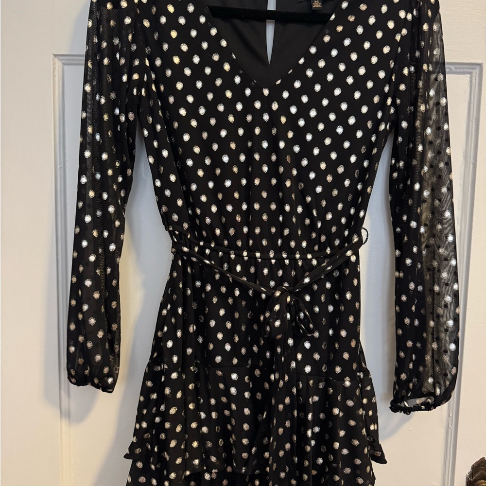 Black and Silver/Gold Dot Dress